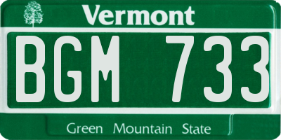 VT license plate BGM733