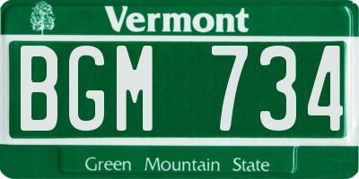 VT license plate BGM734