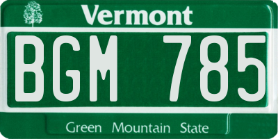 VT license plate BGM785