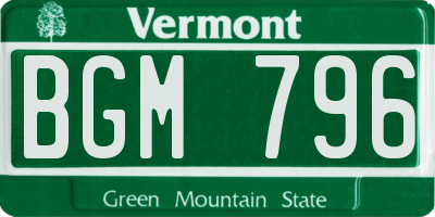 VT license plate BGM796