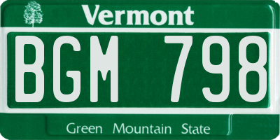 VT license plate BGM798