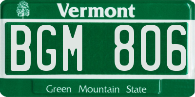 VT license plate BGM806