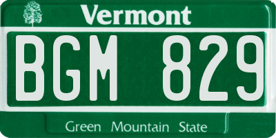 VT license plate BGM829