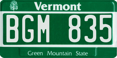 VT license plate BGM835