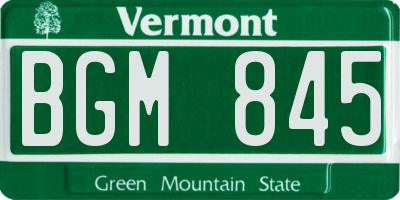 VT license plate BGM845