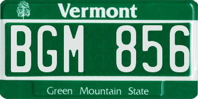 VT license plate BGM856