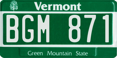 VT license plate BGM871
