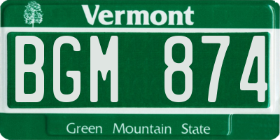 VT license plate BGM874