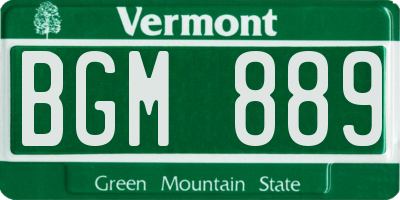 VT license plate BGM889