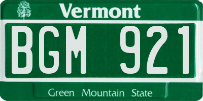 VT license plate BGM921