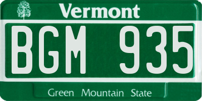 VT license plate BGM935