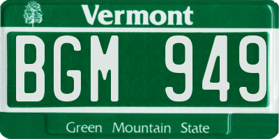 VT license plate BGM949