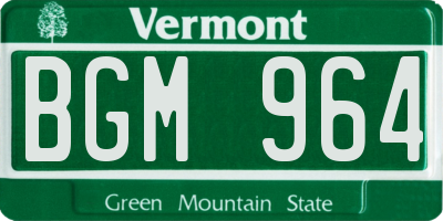 VT license plate BGM964