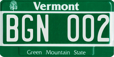 VT license plate BGN002