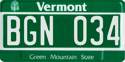 VT license plate BGN034
