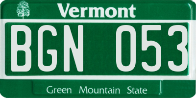 VT license plate BGN053
