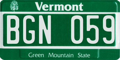 VT license plate BGN059