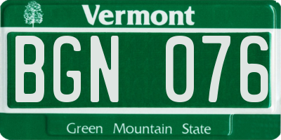 VT license plate BGN076