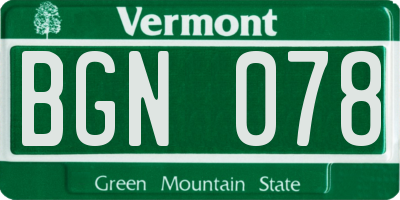 VT license plate BGN078