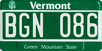 VT license plate BGN086