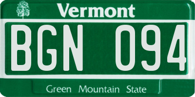 VT license plate BGN094