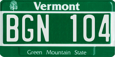 VT license plate BGN104