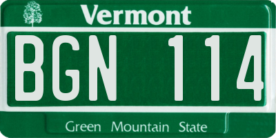VT license plate BGN114