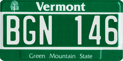 VT license plate BGN146