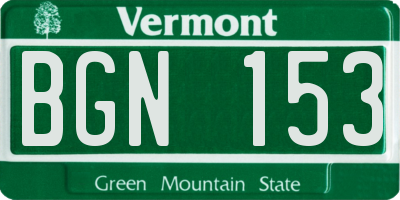VT license plate BGN153
