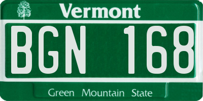 VT license plate BGN168