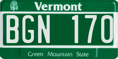 VT license plate BGN170