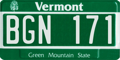 VT license plate BGN171