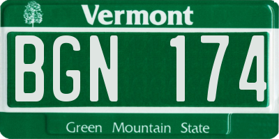 VT license plate BGN174