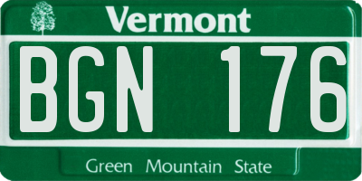 VT license plate BGN176
