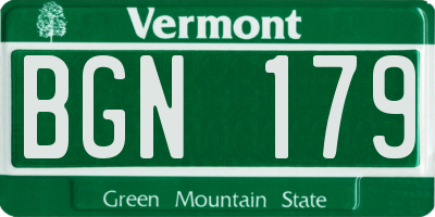 VT license plate BGN179