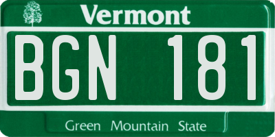 VT license plate BGN181