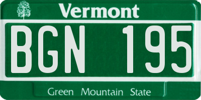 VT license plate BGN195
