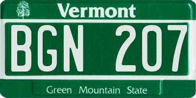 VT license plate BGN207