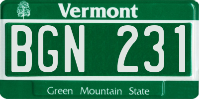 VT license plate BGN231