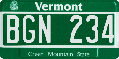 VT license plate BGN234