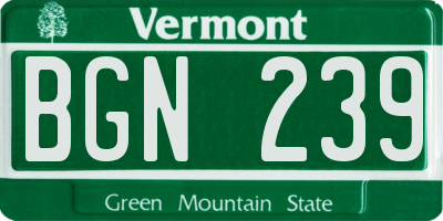 VT license plate BGN239