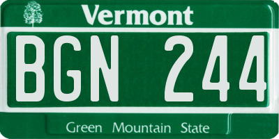 VT license plate BGN244