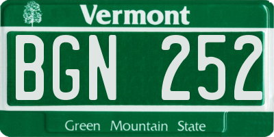 VT license plate BGN252