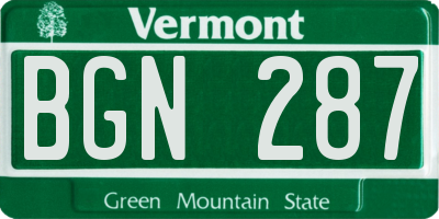 VT license plate BGN287