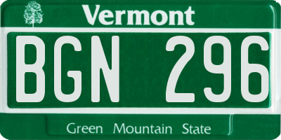 VT license plate BGN296