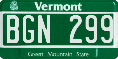 VT license plate BGN299