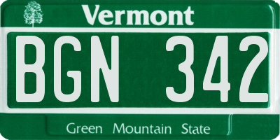 VT license plate BGN342