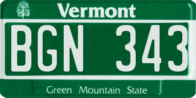 VT license plate BGN343