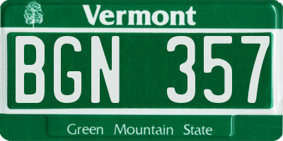VT license plate BGN357