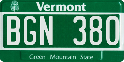 VT license plate BGN380